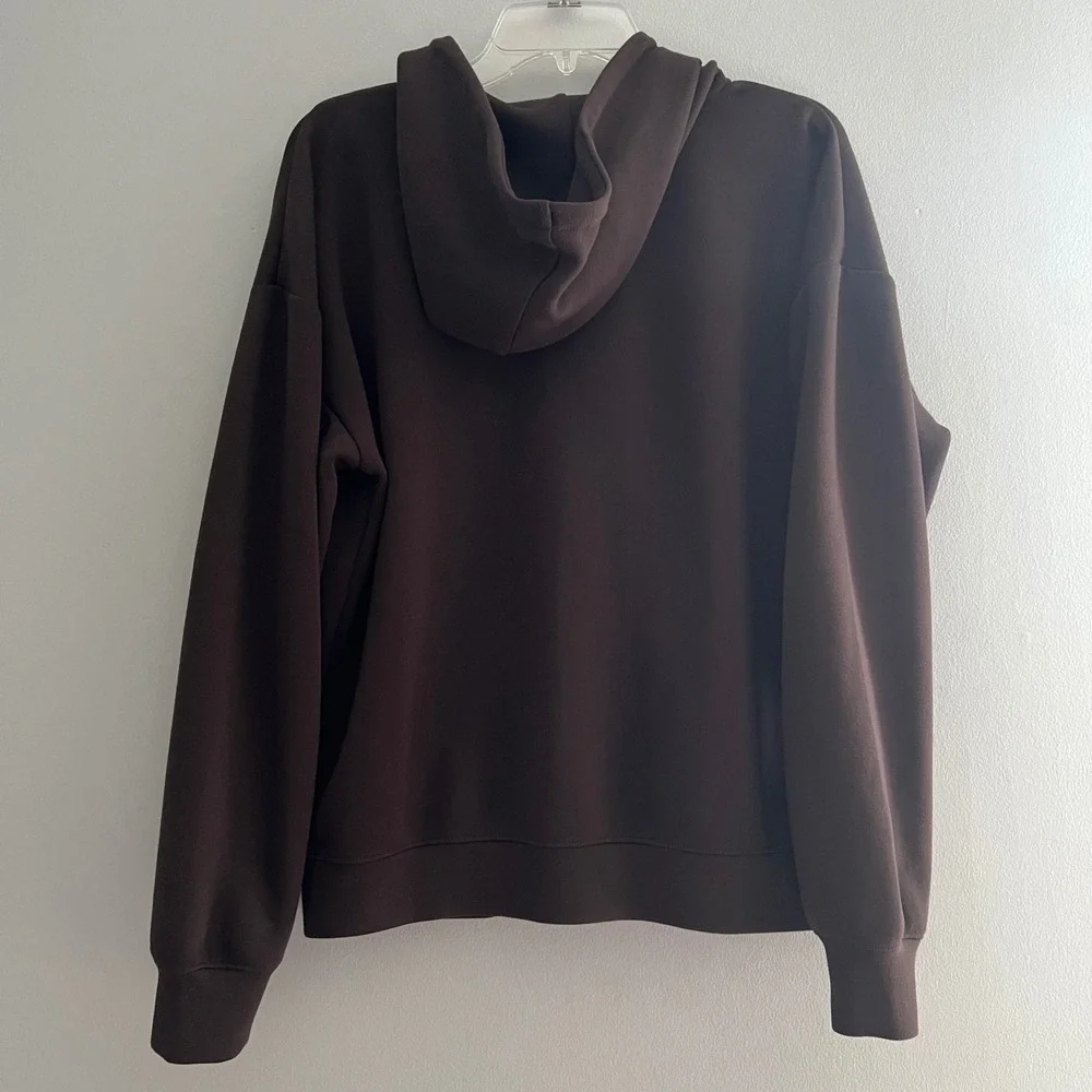 Alex Eagle X‎ J Crew Scuba Full Zip Hoodie Sweatshirt Size Small Brown Sporty - Picture 3 of 9